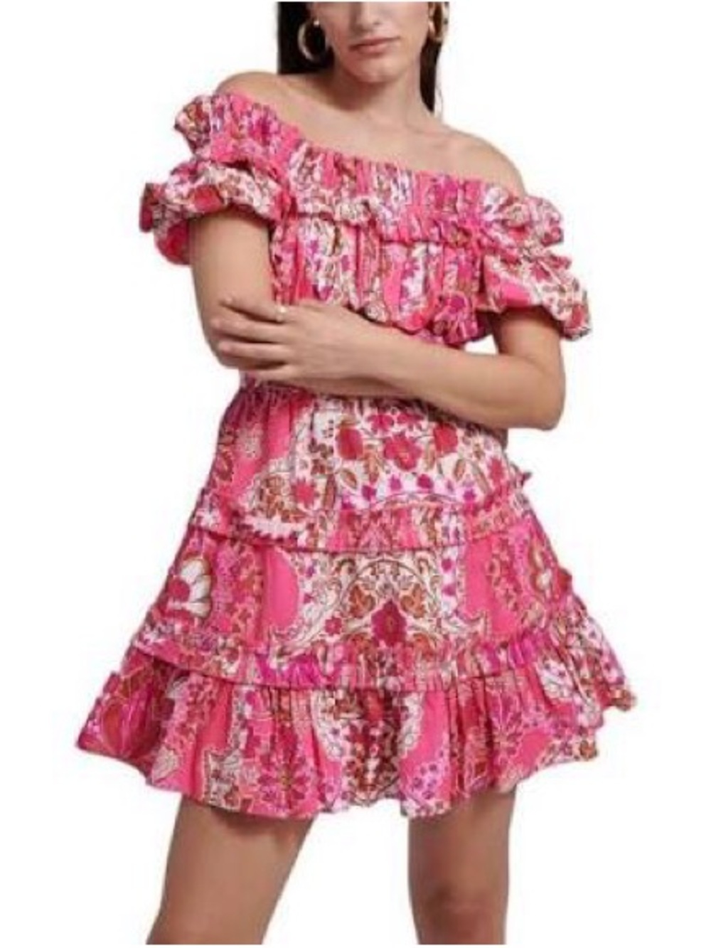 Love the Label Rosaline Clementine Pink Print Dress M